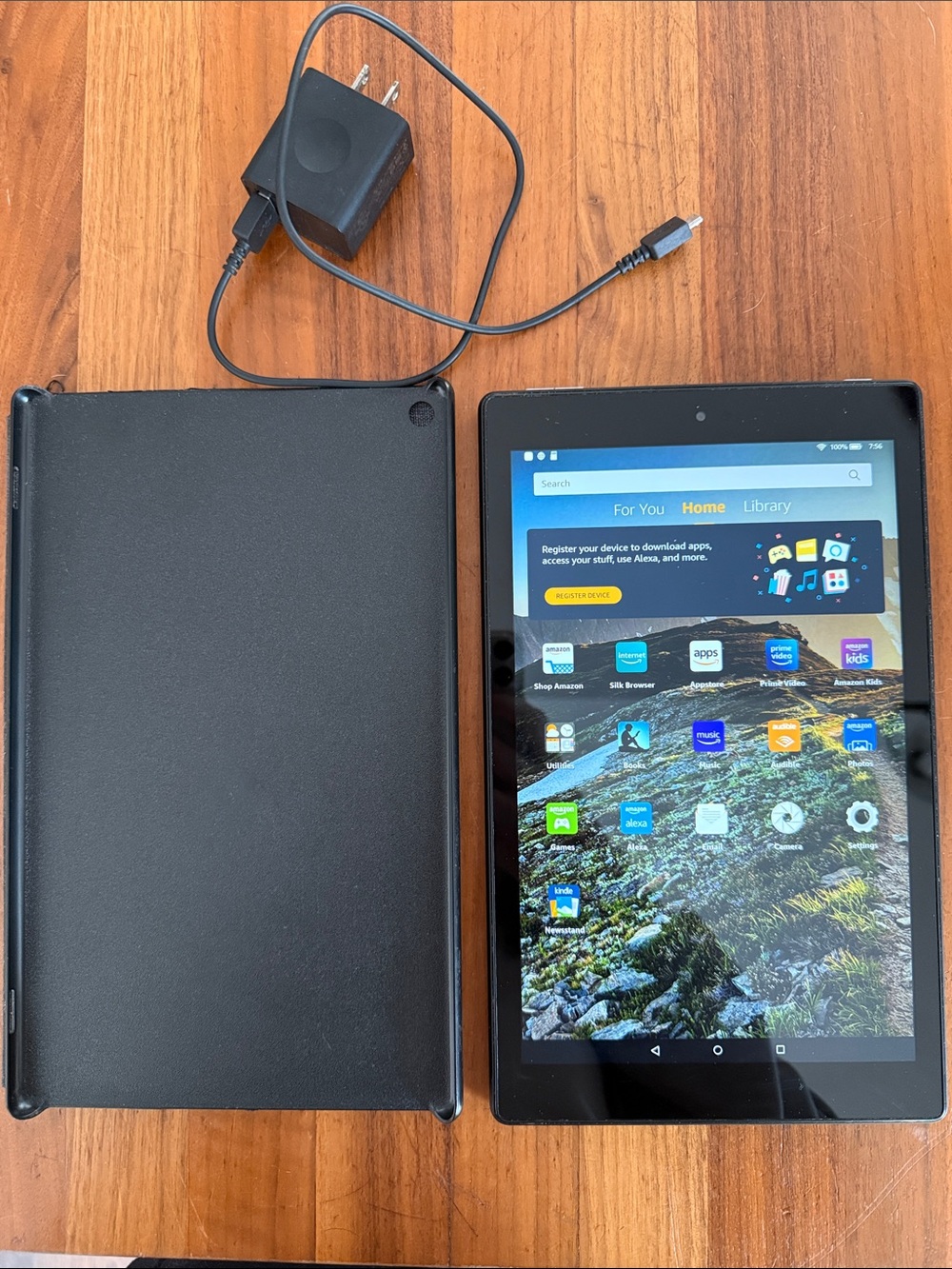Amazon Fire 10 Tablet 7th generation with Black Cover and Charger